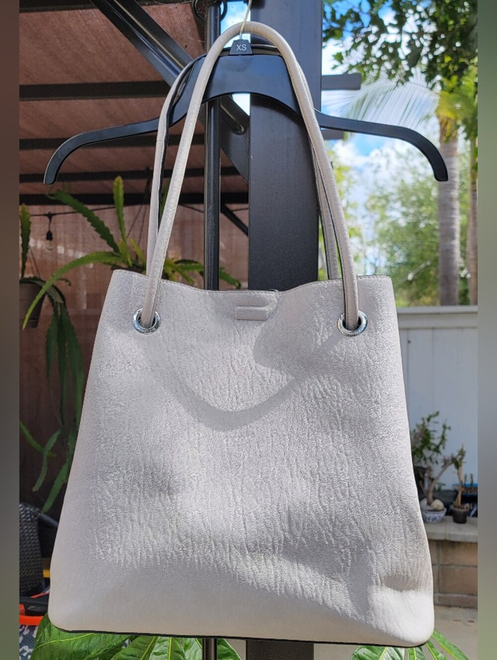 Calvin Klein Light Gray Women's Gabrianna Bubble Lamb North/South Key Item Tote